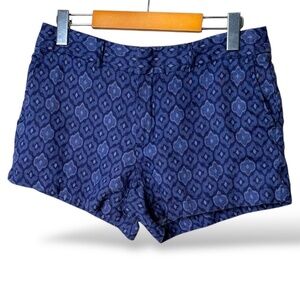 CYNTHIA ROWLEY 100% Linen Batik Print 4 Pocket 3” Inseam Shorts Fly Close  Sz 4